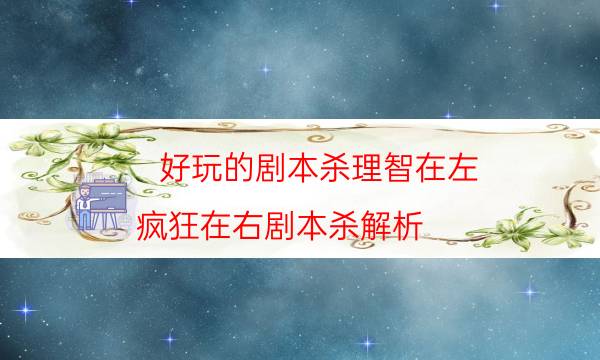 好玩的剧本杀理智在左 疯狂在右剧本杀解析_答案真相公众号（天眼论坛吧）
